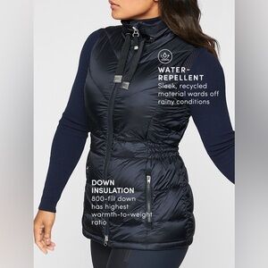 Athleta Goose Down Puffer Vest Black Zip Front Lightweight Insulated Sz M